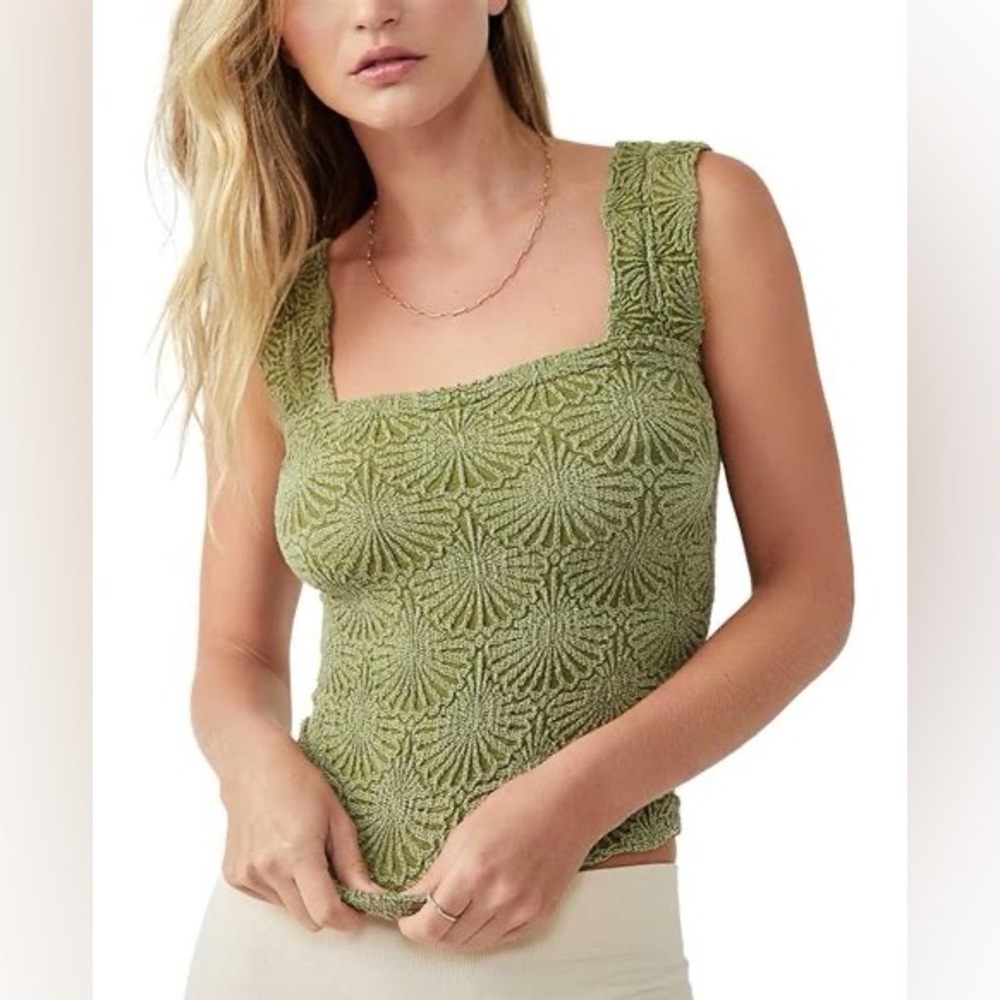 Free People Love Letter Cami in Avocado Tree